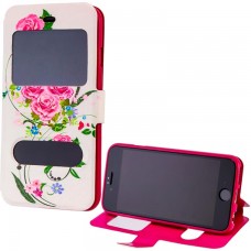 Чехол-книжка Flower Case 2 окна Apple iPhone 6 Tea-rose white
