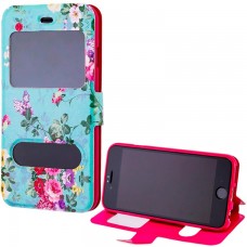 Чехол-книжка Flower Case 2 окна Apple iPhone 6 Tea-rose turquoise