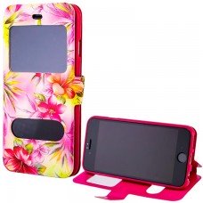 Чехол-книжка Flower Case 2 окна Samsung S7 Edge G935 Lilium yellow pink