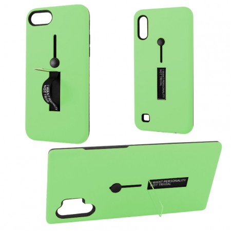 Чехол противоударный Metal Kickstand Soft Touch с держателем Huawei P30 зеленый