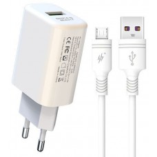 Сетевое зарядное устройство XO L85D QC3.0 1USB 18W micro-USB white