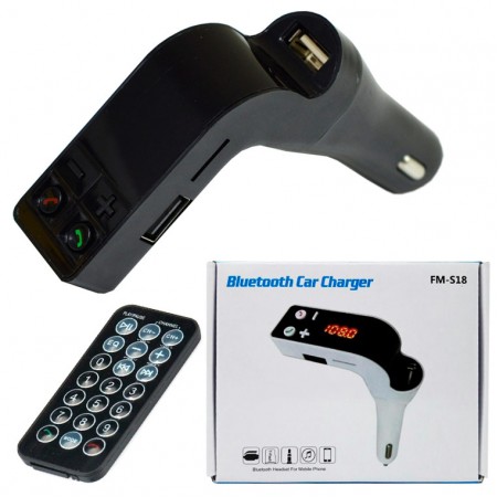 FM модулятор трансмиттер Bluetooth FM-S18 черный