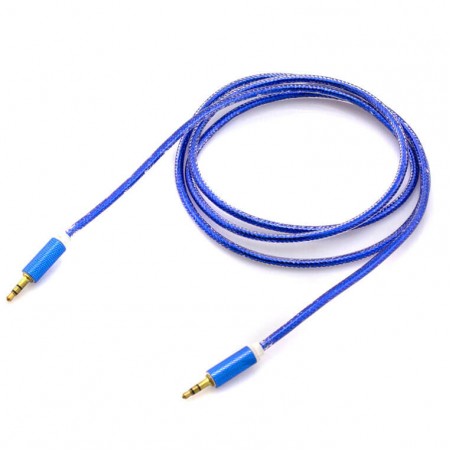 AUX кабель 3.5 c металлическим штекером 1.5 метра синий