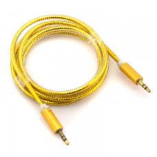 AUX кабель 3.5 c металлическим штекером 1.5 метра золотистый