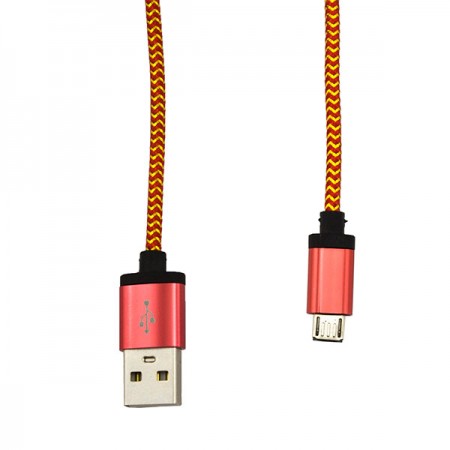 USB - Micro USB кабель UCA-424 металл-ткань 1m красный