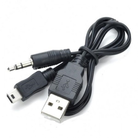 USB - Mini USB - AUX - антенна шнур для портативной колонки 0.5m черный