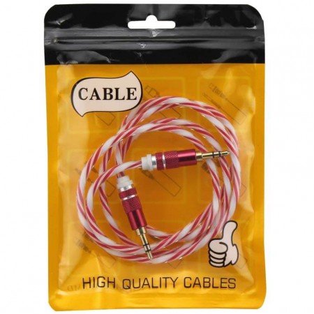 AUX кабель 3.5 силикон-металл Twisted красный