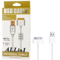 USB кабель ALLin1 iPhone 4S с ферритом 2m белый