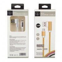 USB кабель Quik Charge 2.1A Apple Lightning Elastic 1L-образный 1m серебристый