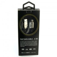 USB кабель J-10 Fast Charge 2.4A Apple Lightning 1m черный