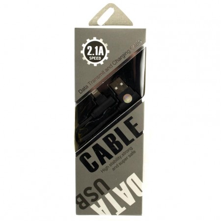 USB кабель Speed cloth 2.1A Apple Lightning 2L-образный 1m черный