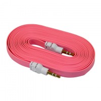 AUX кабель 3.5 плоский 3 метра розовый
