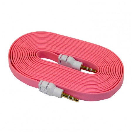 AUX кабель 3.5 плоский 3 метра розовый