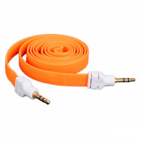 AUX кабель 3.5 M/M плоский 2 метра оранжевый