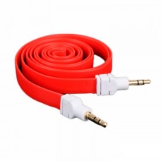 AUX кабель 3.5 M/M плоский 2 метра красный