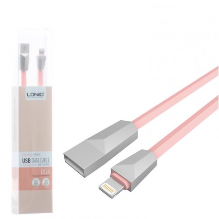 USB кабель LDNIO LS26 lightning 1m розовый