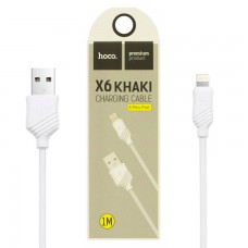 USB кабель Hoco X6 ″Khaki″ lightning 1m белый