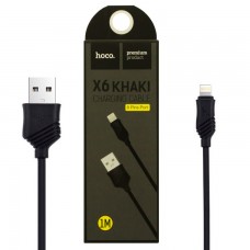 USB кабель Hoco X6 ″Khaki″ lightning 1m черный