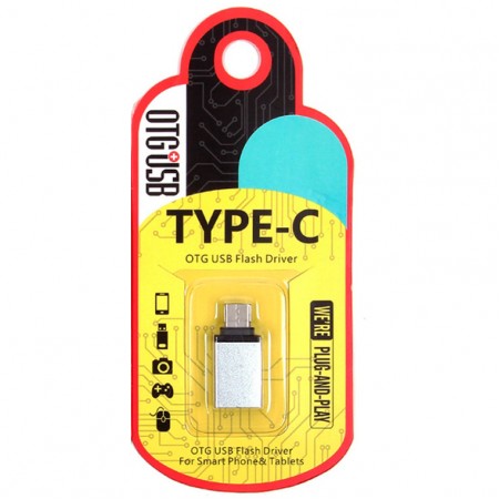 Переходник ″Metal Квадрат″ USB OTG - Type-C RT-OT06 серебристый