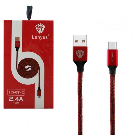 Кабель USB - Type-C Lenyes LC802t 1m красный