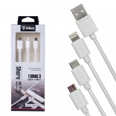 USB кабель inkax CK-38 3in1 Lightning, Micro USB, Type-C 1,2м белый