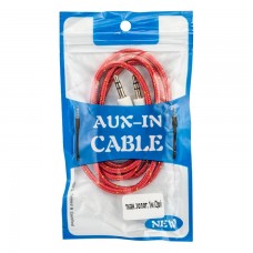 AUX кабель ткань с позолотой 2 pin 1m красный
