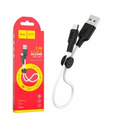 USB кабель Hoco X21 Plus Silicone micro USB 0.25m черно-белый