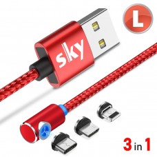 Магнитный кабель SKY 3в1 (L) для зарядки (100 см) Red
