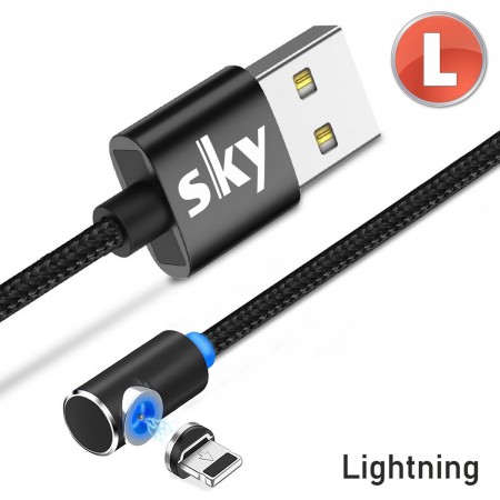 Магнитный кабель SKY apple-lightning (L) для зарядки (100 см) Black