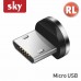 Магнитный кабель SKY microUSB (L) для зарядки (100 см) Black