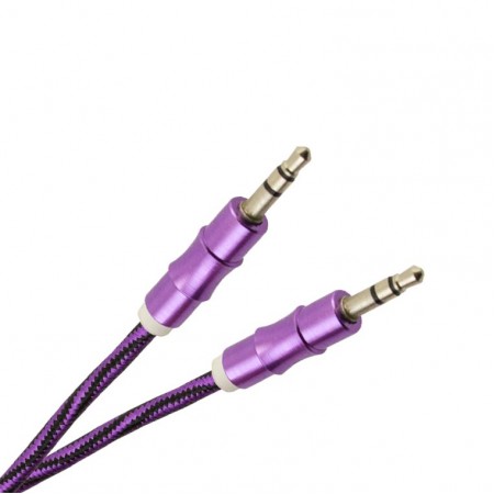 AUX кабель ткань-металл 2 pin 1m фиолетовый