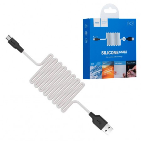 USB кабель Hoco X21 "Silicone" Type-C 1m черно-белый