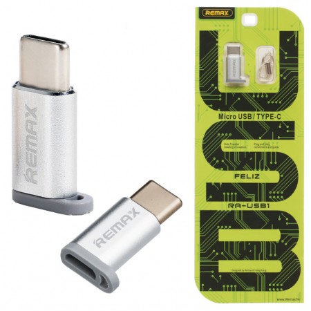Переходник Remax RA-USB1 micro-Type-C серебристый