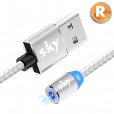 Кабель магнитный USB SKY (R-line) без коннектора (100 см) Silver