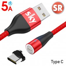 Магнитный кабель SKY (AM60) type C (SR 5A-201) для зарядки и передачи данных (100 см) Red