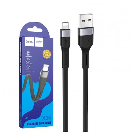 USB кабель Hoco X34 "Surpass” Lightning 1m черный