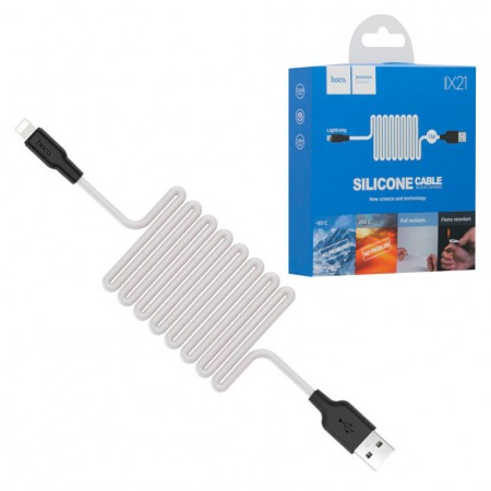 USB кабель Hoco X21 "Silicone" Lightning 1m черно-белый