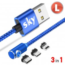 Магнитный кабель SKY 3в1 (L) для зарядки (100 см) Blue