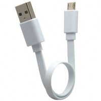 Шнур питания от USB на micro-USB плоский белый 0.1m