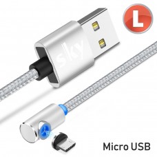 Магнитный кабель SKY microUSB (L) для зарядки (100 см) Silver