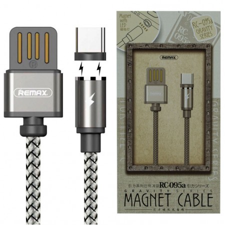 USB кабель Remax RC-095a Magnetic Gravity 1m Type-C серый