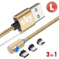 Магнитный кабель SKY 3в1 (L) для зарядки (100 см) Gold
