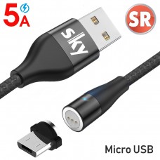 Магнитный кабель SKY (AM60) micro USB (SR 5A-201) для зарядки и передачи данных (100 см) Black