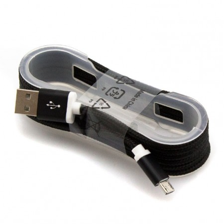 Micro USB кабель 1.5m тканевый черный