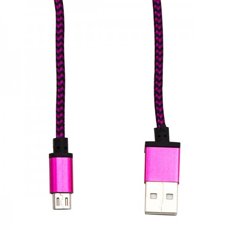Micro USB шнур тканевый 1003 1m фиолетовый