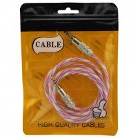 AUX кабель 3.5 силикон-металл Twisted розовый