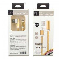 USB кабель Quik Charge 2.1A Apple Lightning Elastic 1L-образный 1m золотистый