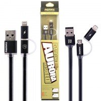 USB кабель Remax Aurora RC-020t 2in1 lightning-micro 1m черный