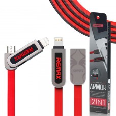 USB кабель Remax RC-067t 2in1 lightning-micro 1m красно-черный