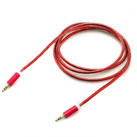 AUX кабель 3.5 c металлическим штекером 1.5 метра красный